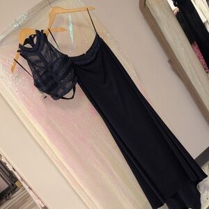 Alyce Elegant Beaded Navy Two Piece Prom Dress Formal